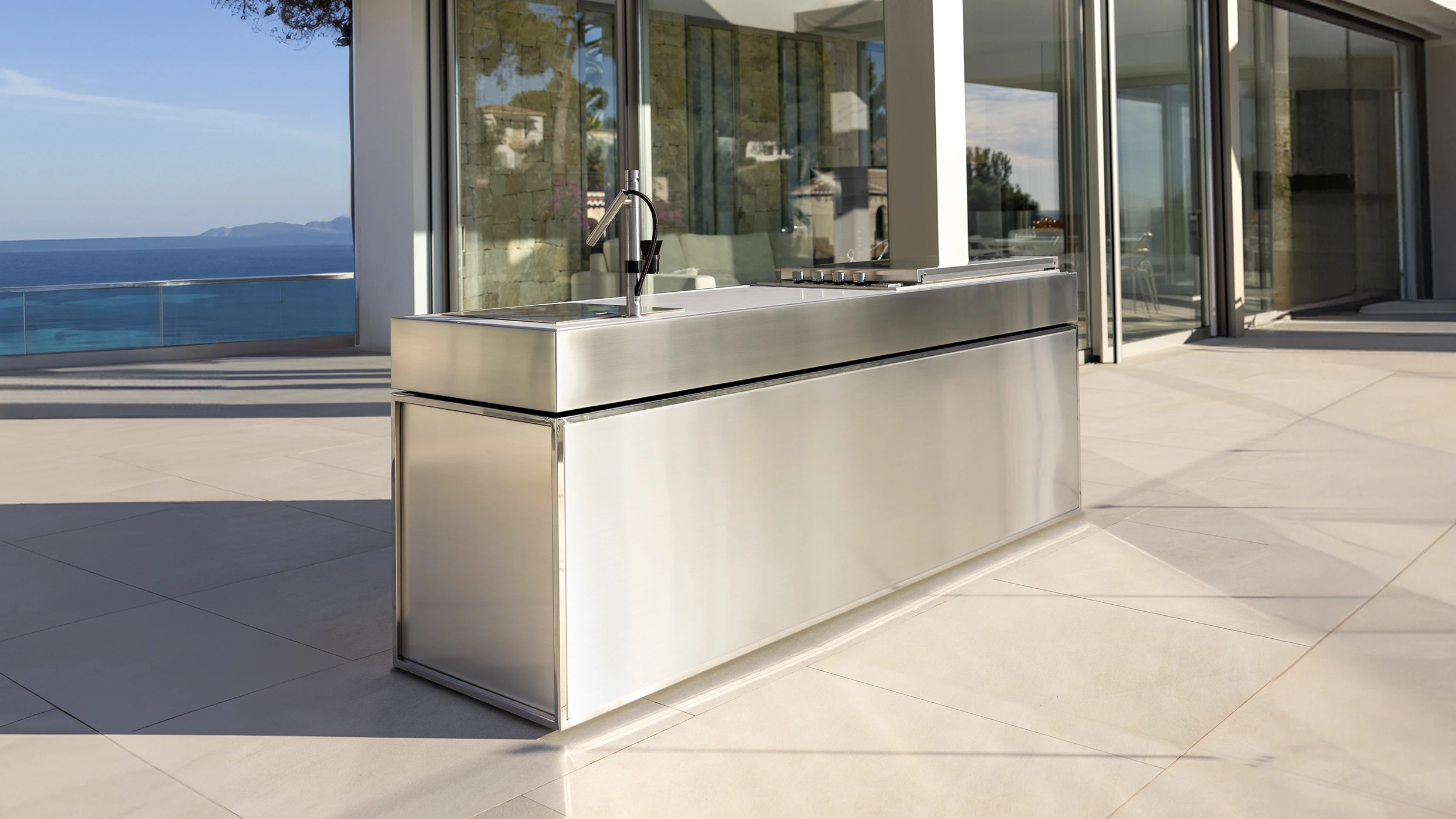 cocina exterior con barbacoa gas