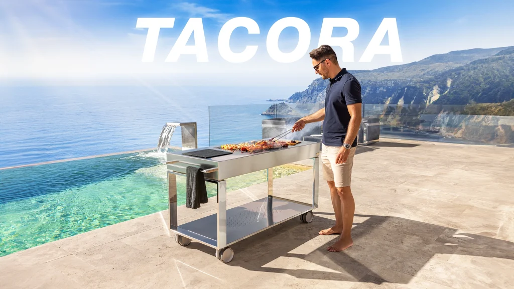 barbacoa de carbón con ruedas