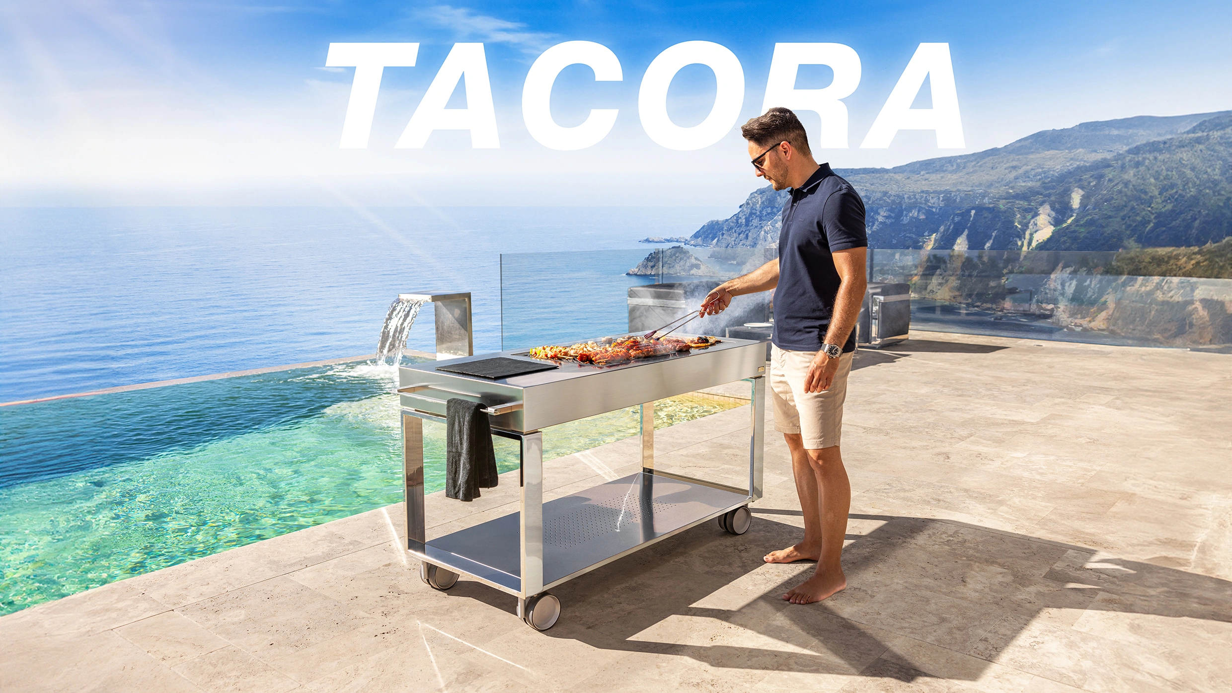 barbacoa de carbón con ruedas